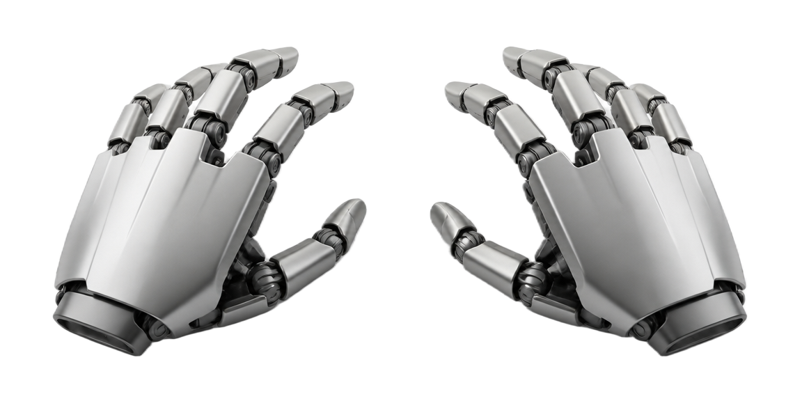 Mãos robóticas digitando